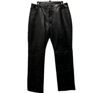 GAP Vintage Y2K Womens Black 100% Leather Bootcut Pans Size 12 Full Lined